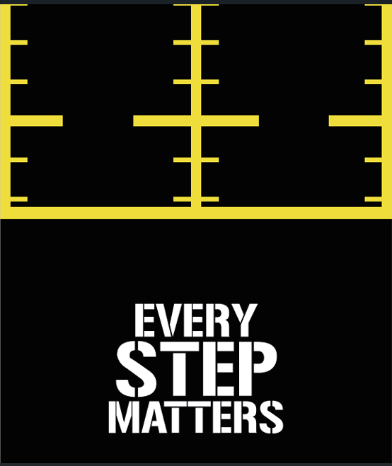 HybridTrail — piste noire avec deux bandes marquées en jaune et le claim Every Step Matters